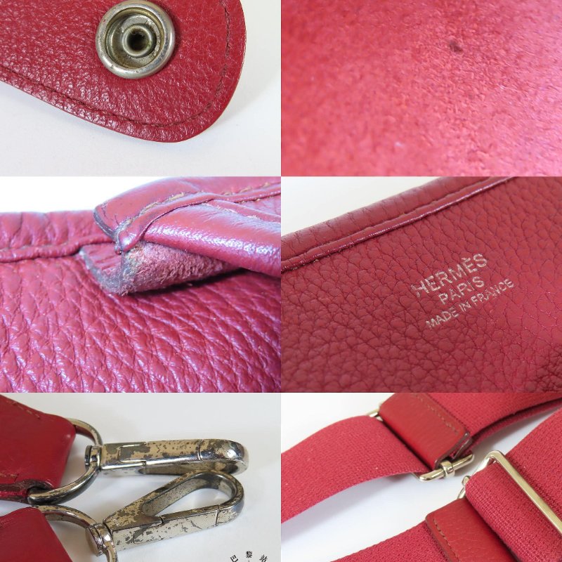 【巴黎站二手名牌專賣店】*現貨*HERMES 愛馬仕 真品*🄽刻 Evelyne 29紅色小牛皮銀釦鏤空洞H LOGO肩背斜背包-6