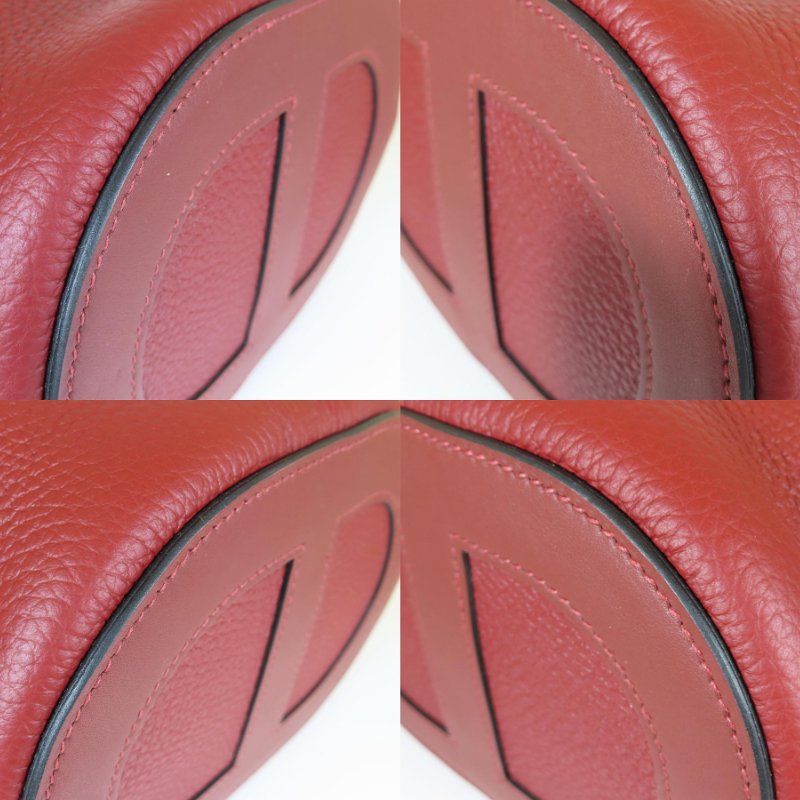 【巴黎站二手名牌專賣店】*現貨*HERMES 愛馬仕 真品*B刻朱砂紅金釦In the Loop18豬鼻子菜籃子水桶手提包-4