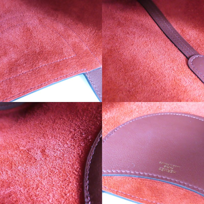 【巴黎站二手名牌專賣店】*現貨*HERMES 愛馬仕 真品*B刻朱砂紅金釦In the Loop18豬鼻子菜籃子水桶手提包-6