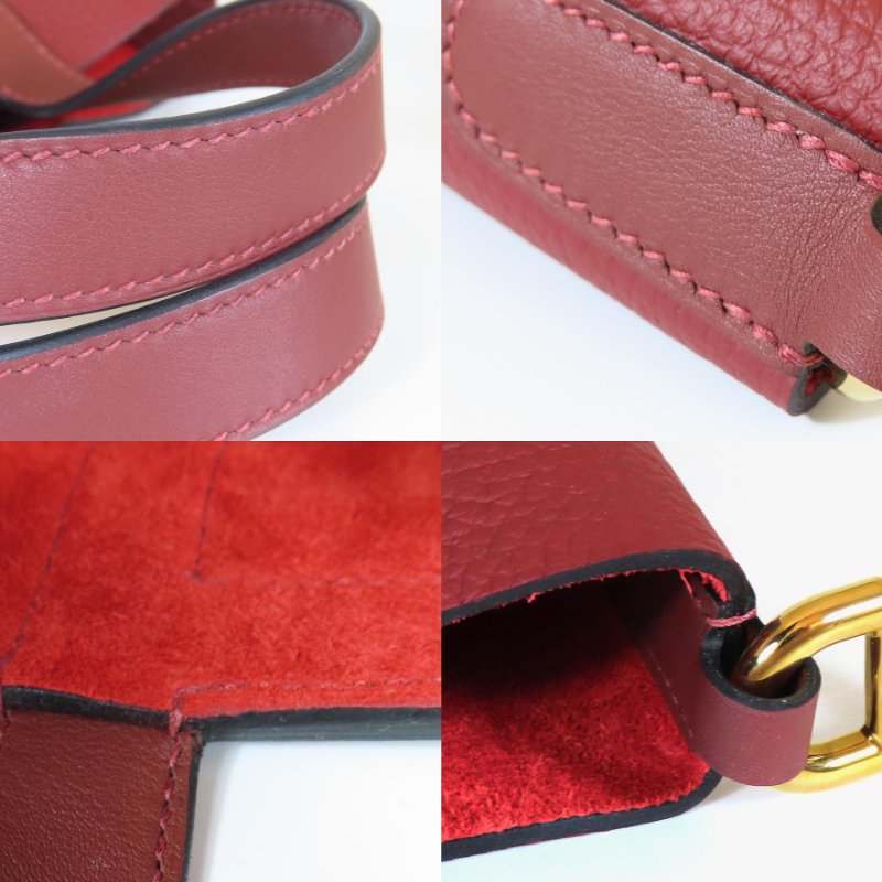 【巴黎站二手名牌專賣店】*現貨*HERMES 愛馬仕 真品*B刻朱砂紅金釦In the Loop18豬鼻子菜籃子水桶手提包-8