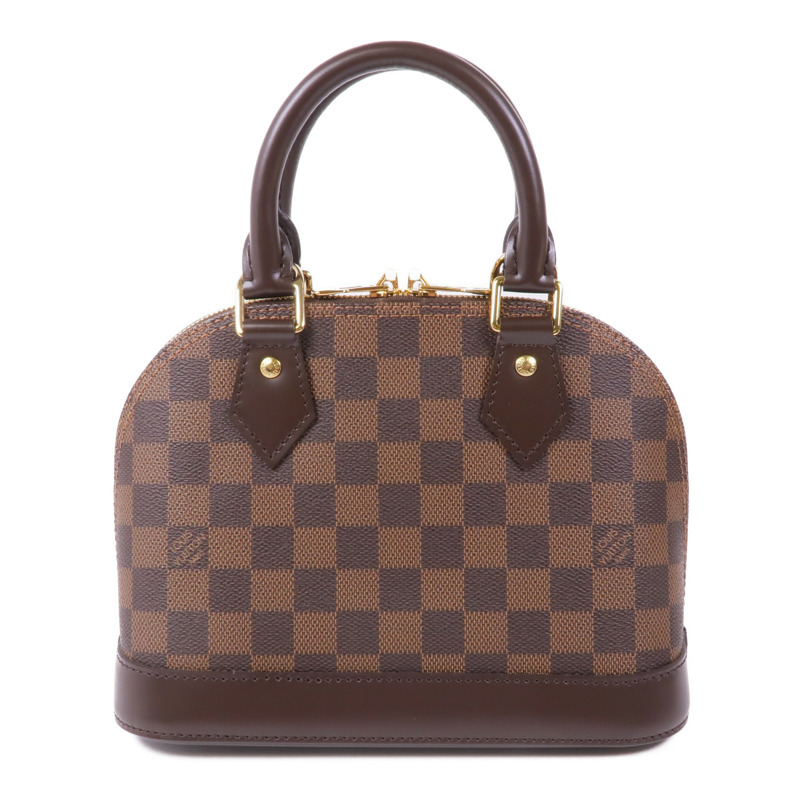 LOUIS VUITTON Damier Alma BB金扣手挽肩背兩用袋棕色-1