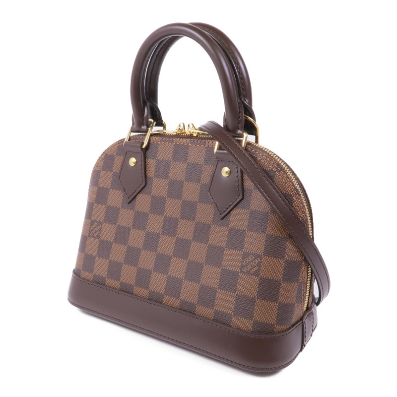 LOUIS VUITTON Damier Alma BB金扣手挽肩背兩用袋棕色-2