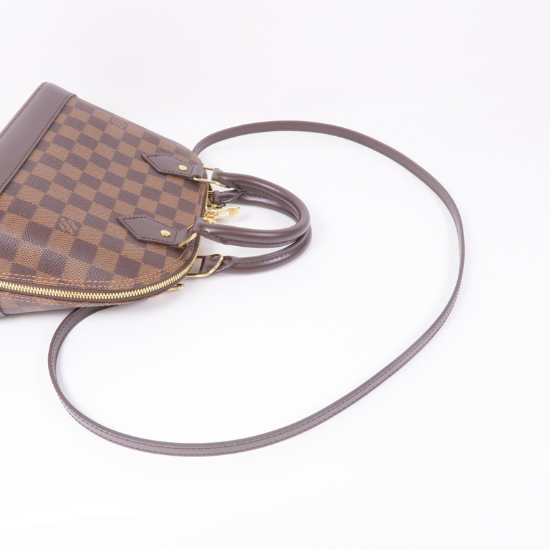 LOUIS VUITTON Damier Alma BB金扣手挽肩背兩用袋棕色-4