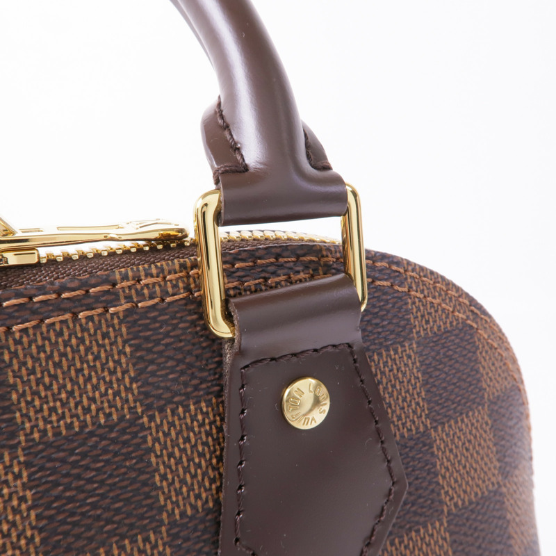 LOUIS VUITTON Damier Alma BB金扣手挽肩背兩用袋棕色-6