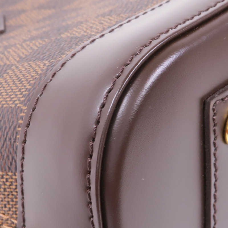 LOUIS VUITTON Damier Alma BB金扣手挽肩背兩用袋棕色-10