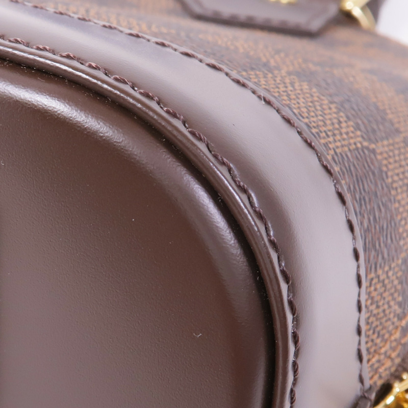 LOUIS VUITTON Damier Alma BB金扣手挽肩背兩用袋棕色-11