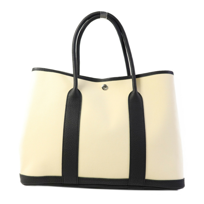 HERMES 帆布Garden Party PM銀扣手挽袋-1