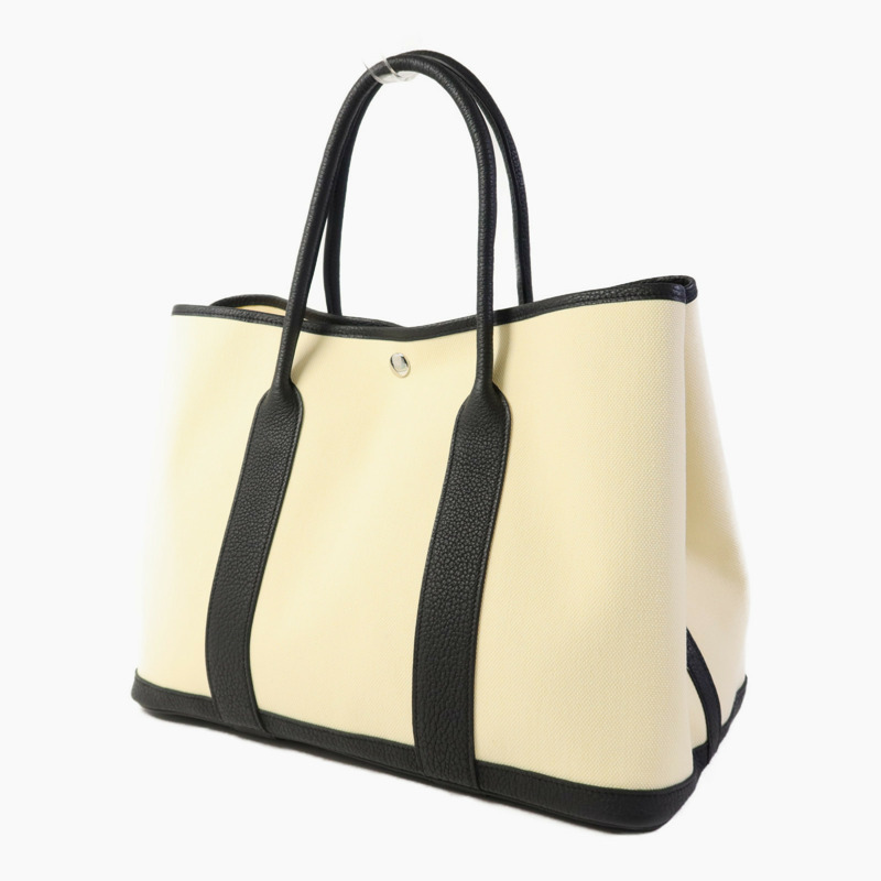 HERMES 帆布Garden Party PM銀扣手挽袋-2