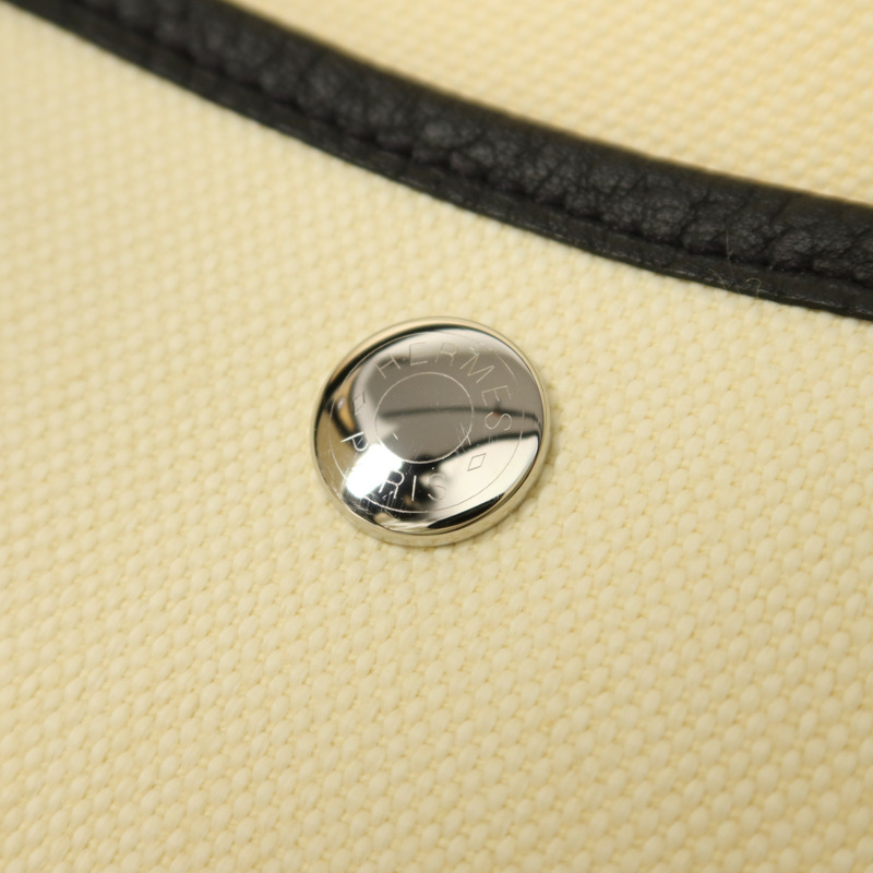 HERMES 帆布Garden Party PM銀扣手挽袋-8
