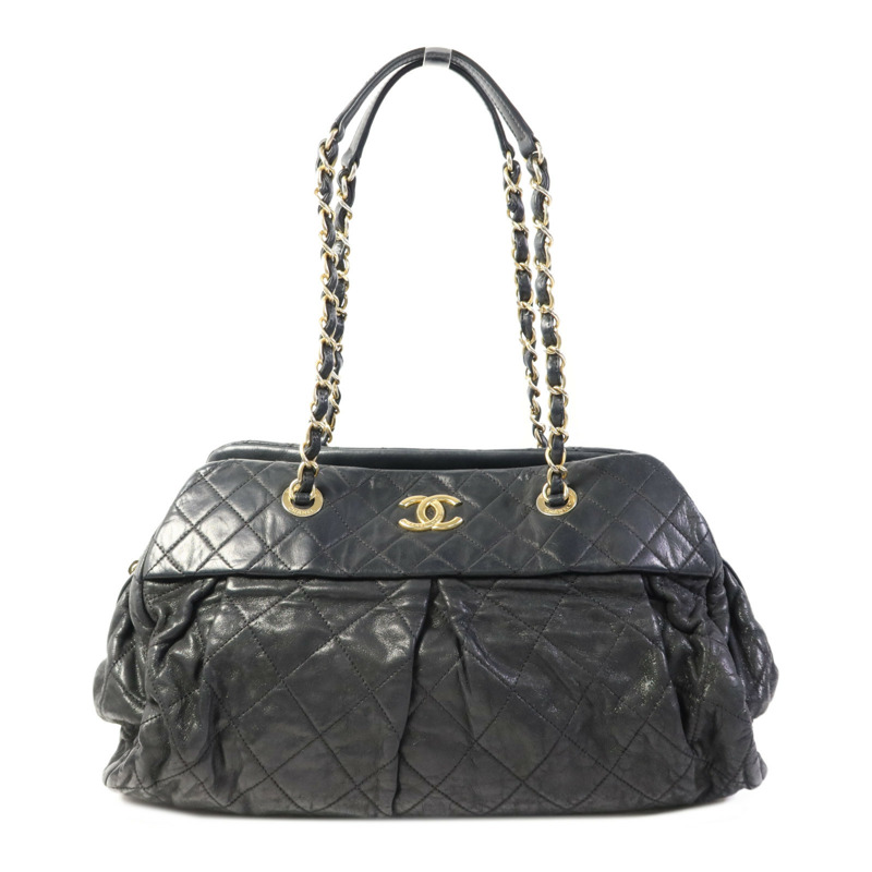 CHANEL 牛皮皮革Chain Shoulder Bag金扣鏈帶肩背袋-0