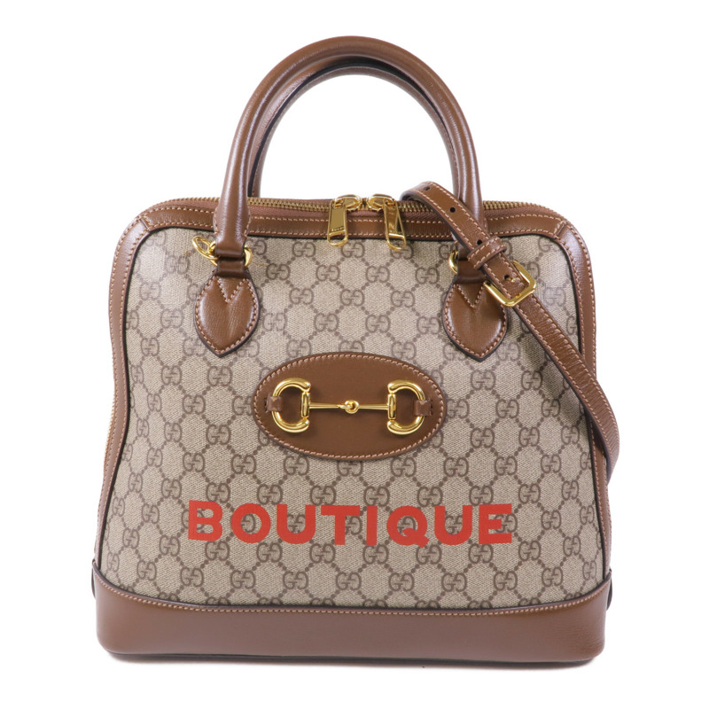 GUCCI 塗層帆布1955 Horsebit金扣手挽肩背兩用袋-0