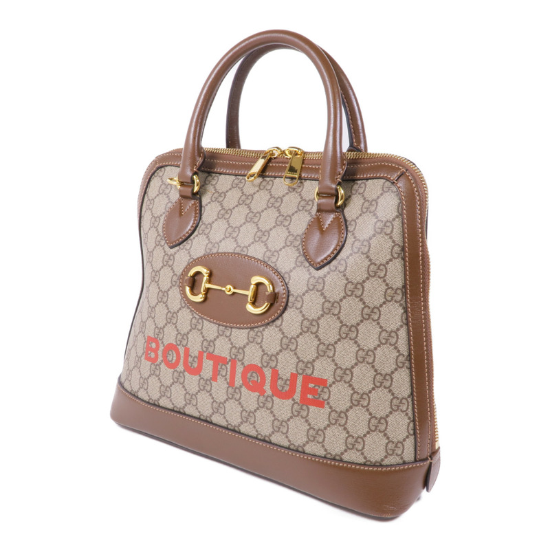 GUCCI 塗層帆布1955 Horsebit金扣手挽肩背兩用袋-1