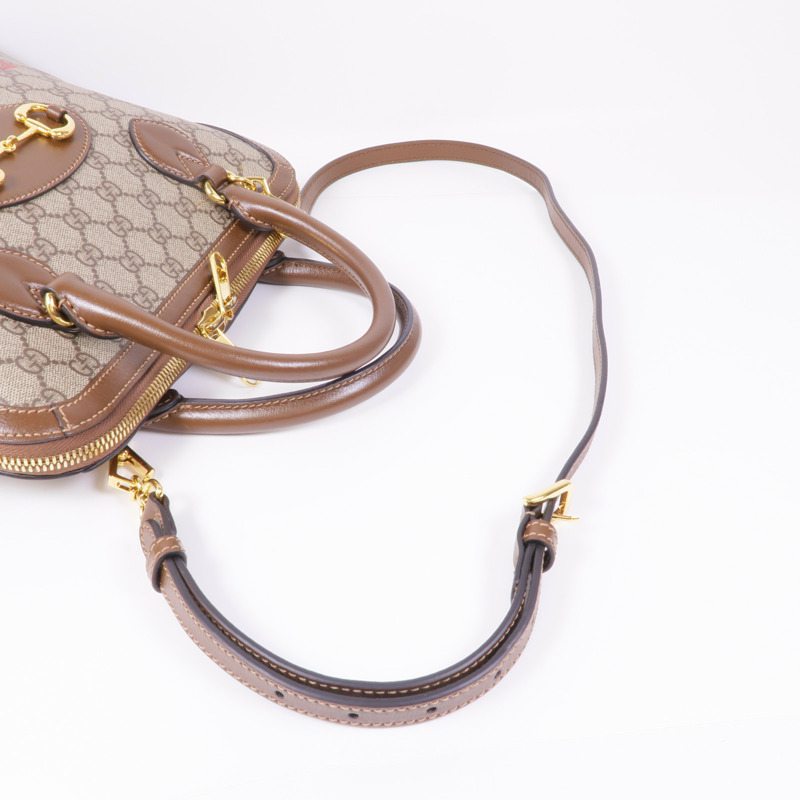 GUCCI 塗層帆布1955 Horsebit金扣手挽肩背兩用袋-4