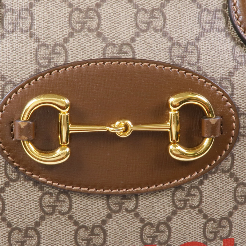 GUCCI 塗層帆布1955 Horsebit金扣手挽肩背兩用袋-6