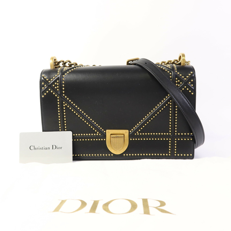 Dior 牛皮皮革Diorama Bag金扣鏈帶肩背袋-11
