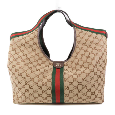 GUCCI 帆布Giglio Large Tote Bag銀扣肩背袋