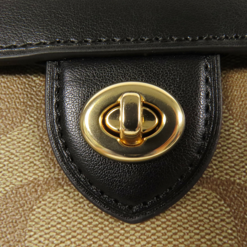 COACH 塗層帆布Shoulder Bag金扣手挽肩背兩用袋-11