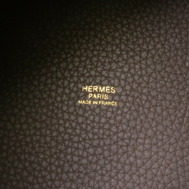 HERMES Clemence皮革Picotin MM金扣手挽袋Etain-13