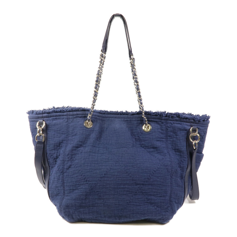 CHANEL 帆布Chain Shoulder銀扣鏈帶肩背袋-1