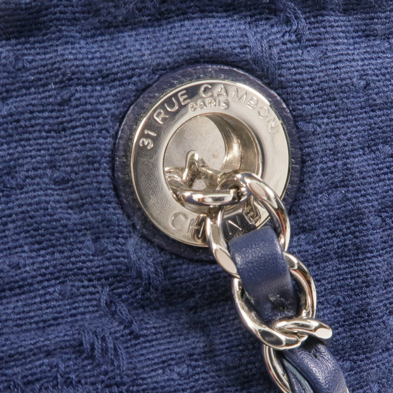 CHANEL 帆布Chain Shoulder銀扣鏈帶肩背袋-11