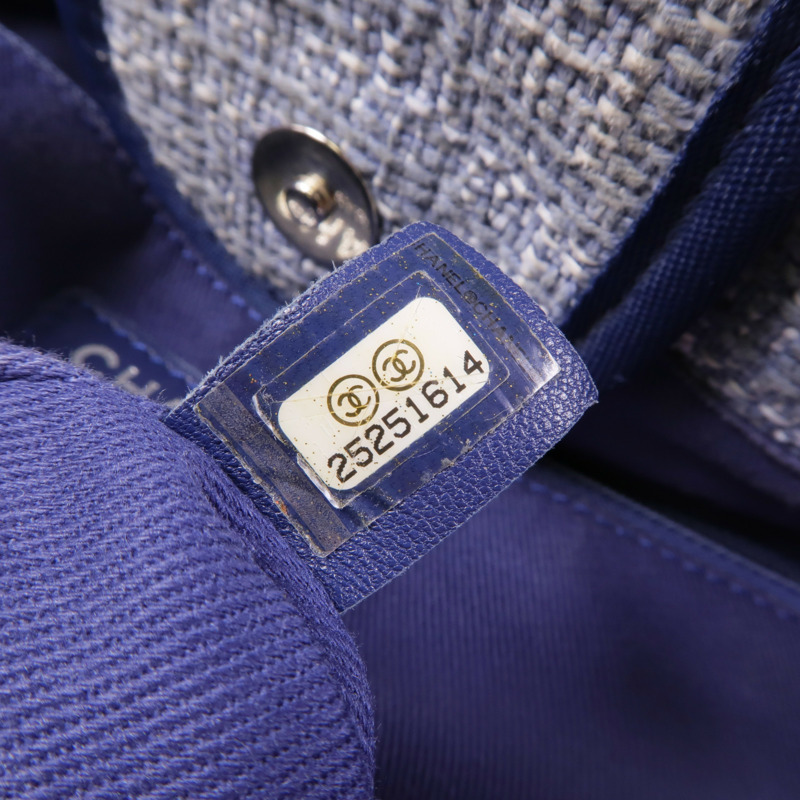 CHANEL 帆布Deauville Tote銀扣肩背袋-8