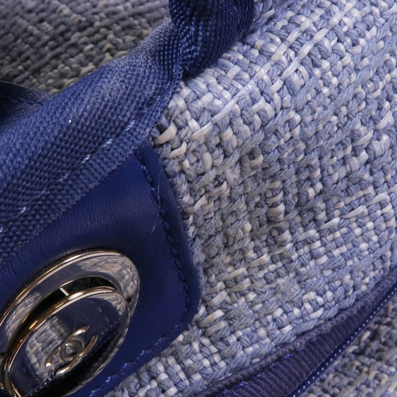 CHANEL 帆布Deauville Tote銀扣肩背袋-10