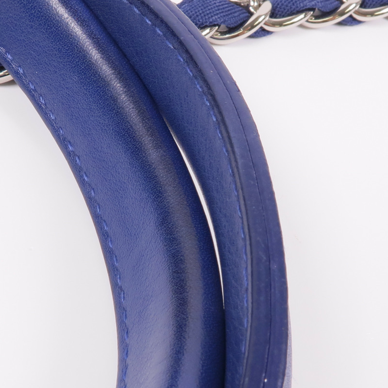 CHANEL 帆布Deauville Tote銀扣肩背袋-13