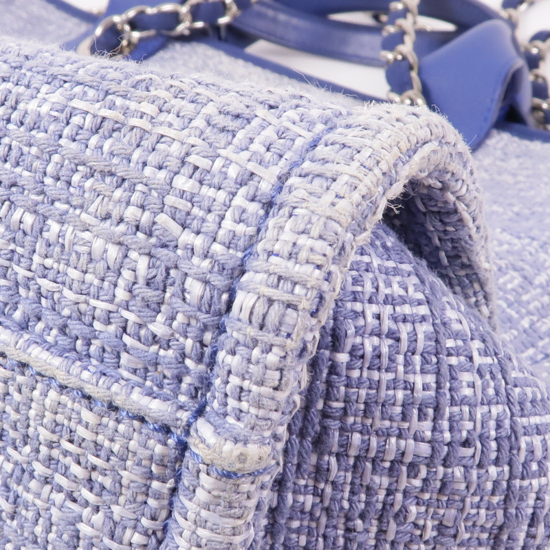 CHANEL 帆布Deauville Tote銀扣肩背袋-14