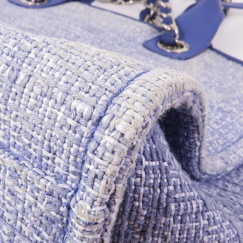 CHANEL 帆布Deauville Tote銀扣肩背袋-16
