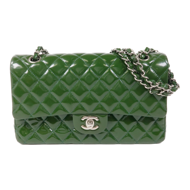 CHANEL 漆皮皮革Classic 25銀扣手挽肩背兩用袋-0