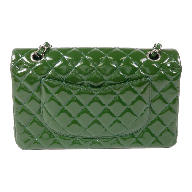 CHANEL 漆皮皮革Classic 25銀扣手挽肩背兩用袋-1