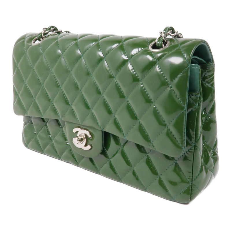 CHANEL 漆皮皮革Classic 25銀扣手挽肩背兩用袋-2