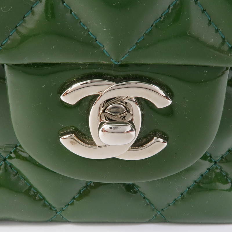 CHANEL 漆皮皮革Classic 25銀扣手挽肩背兩用袋-5