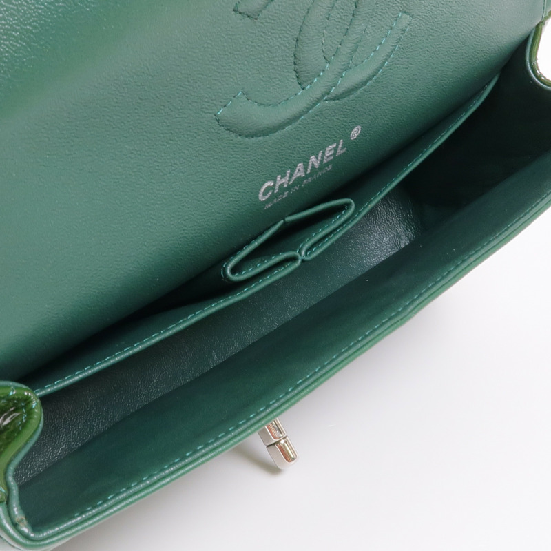 CHANEL 漆皮皮革Classic 25銀扣手挽肩背兩用袋-12