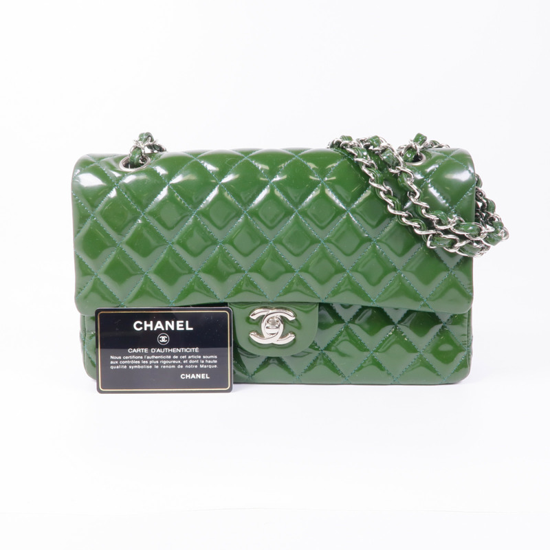 CHANEL 漆皮皮革Classic 25銀扣手挽肩背兩用袋-18