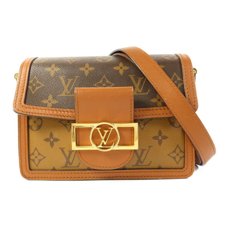 LOUIS VUITTON Monogram Reverse Mini Dauphine金扣肩背袋-0