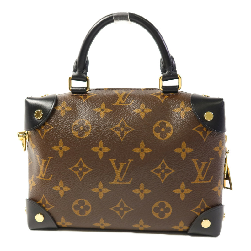 LOUIS VUITTON Monogram Petite Malle Souple金扣手挽肩背兩用袋棕色-1