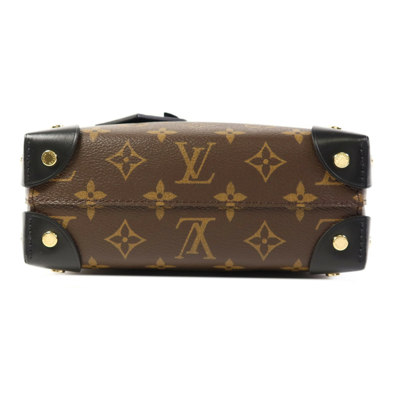LOUIS VUITTON Monogram Petite Malle Souple金扣手挽肩背兩用袋棕色-3