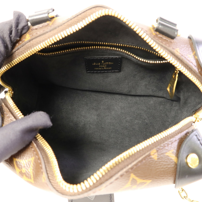 LOUIS VUITTON Monogram Petite Malle Souple金扣手挽肩背兩用袋棕色-4