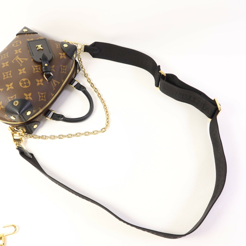 LOUIS VUITTON Monogram Petite Malle Souple金扣手挽肩背兩用袋棕色-6