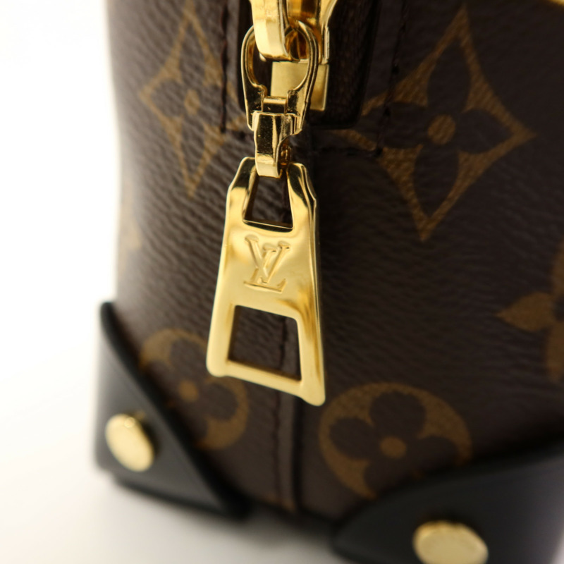 LOUIS VUITTON Monogram Petite Malle Souple金扣手挽肩背兩用袋棕色-10