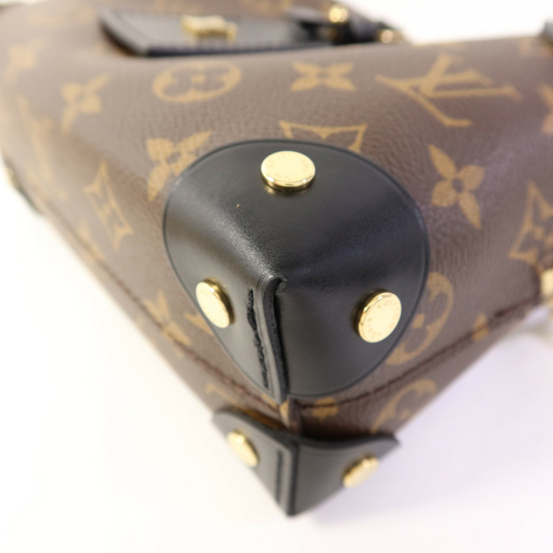 LOUIS VUITTON Monogram Petite Malle Souple金扣手挽肩背兩用袋棕色-11