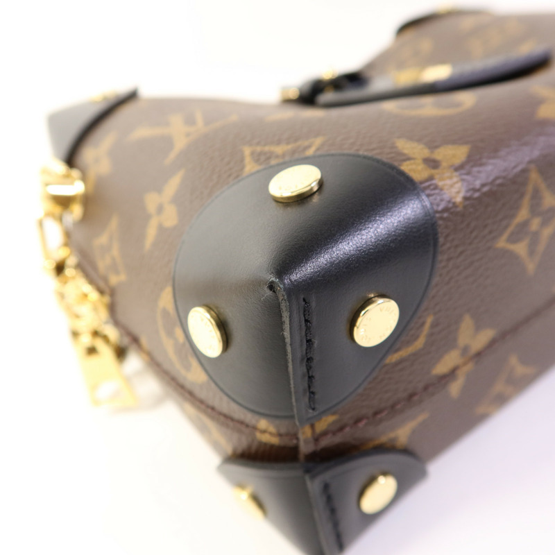 LOUIS VUITTON Monogram Petite Malle Souple金扣手挽肩背兩用袋棕色-12