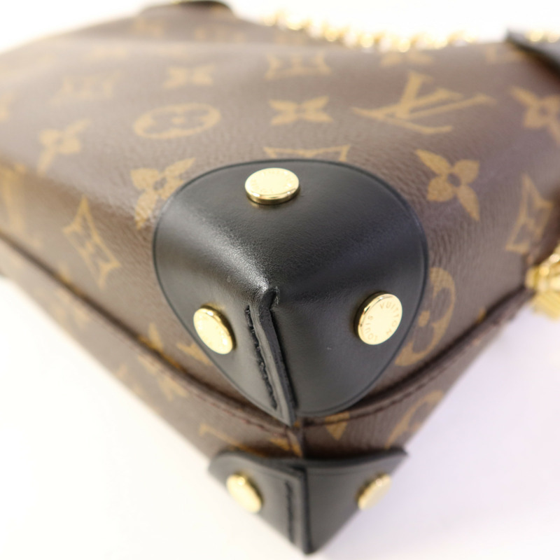 LOUIS VUITTON Monogram Petite Malle Souple金扣手挽肩背兩用袋棕色-13