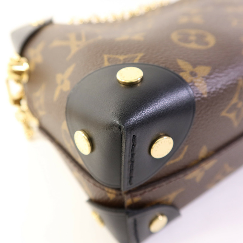 LOUIS VUITTON Monogram Petite Malle Souple金扣手挽肩背兩用袋棕色-14