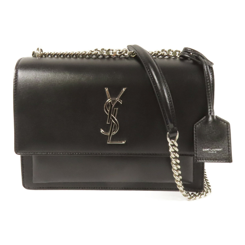SAINT LAURENT 牛皮皮革Sunset Medium銀扣鏈帶肩背袋-0