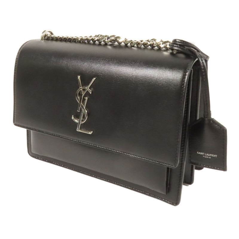 SAINT LAURENT 牛皮皮革Sunset Medium銀扣鏈帶肩背袋-1
