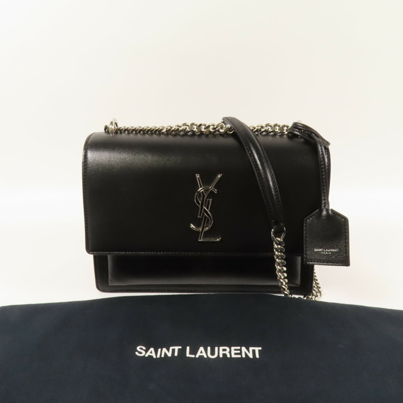 SAINT LAURENT 牛皮皮革Sunset Medium銀扣鏈帶肩背袋-10