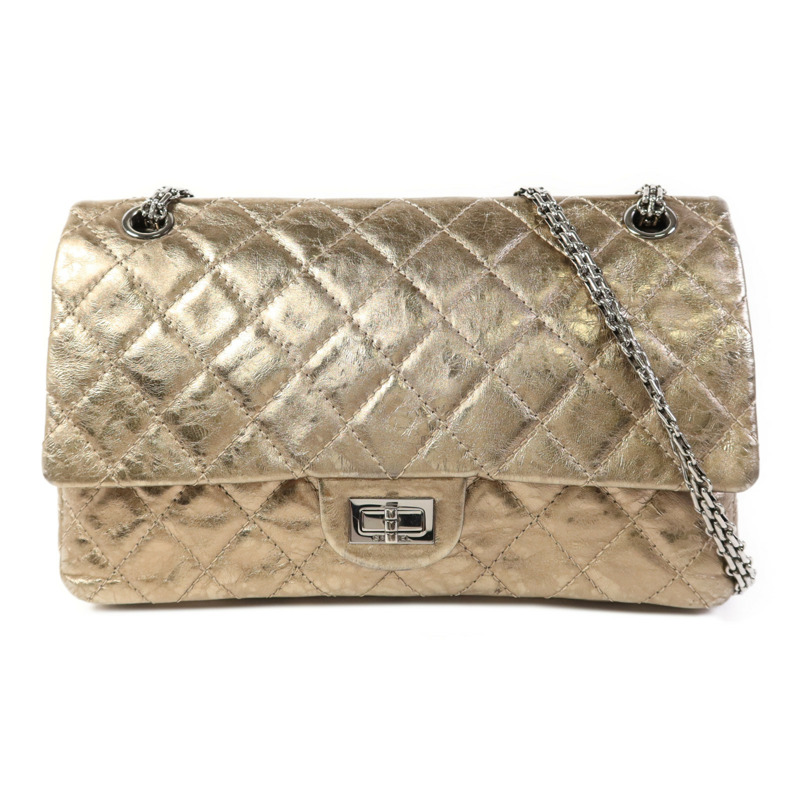 CHANEL 牛皮皮革2.55銀扣鏈帶肩背袋-0