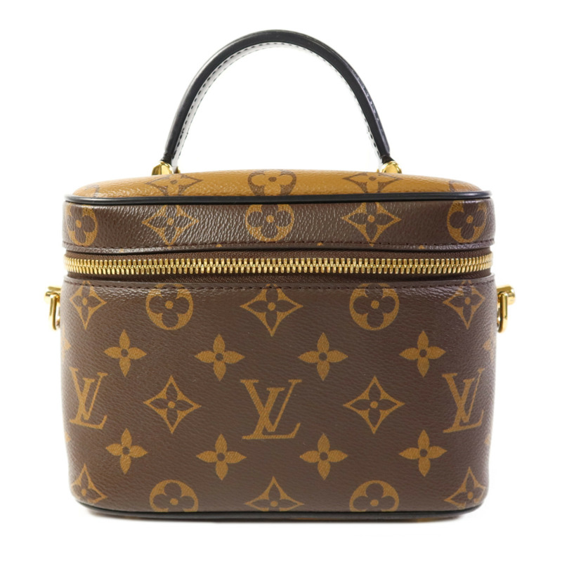 LOUIS VUITTON Monogram Reverse Vanity PM金扣手挽肩背兩用袋棕色-0